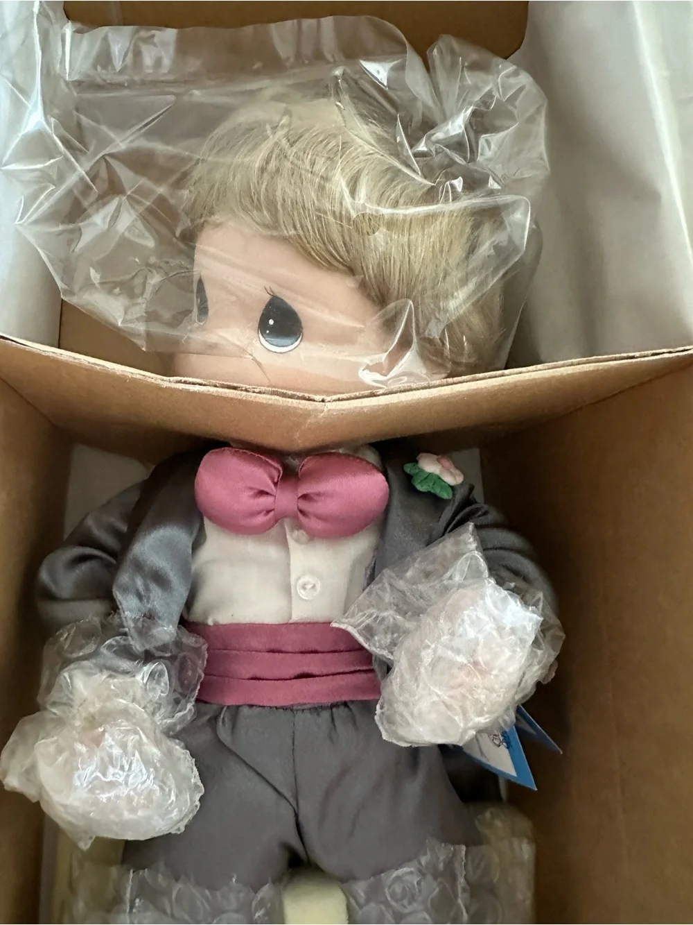 Groom Formal Doll in Gray Suit with Purple Accents